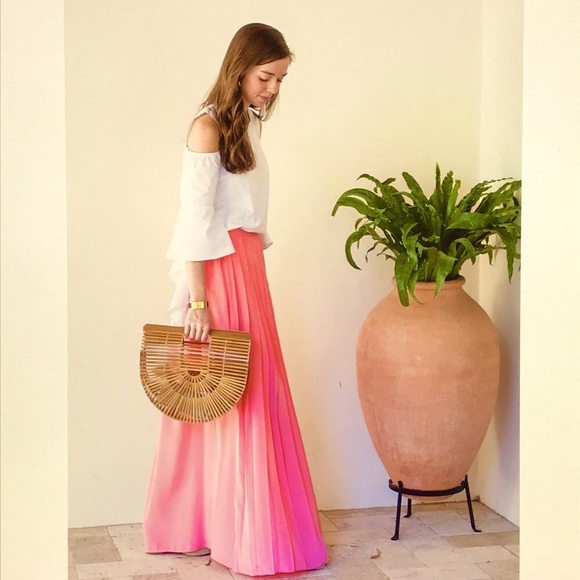 Tibi coral silk pleated maxi skirt 4 New - Picture 4 of 5